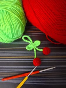 cherry crochet keychain