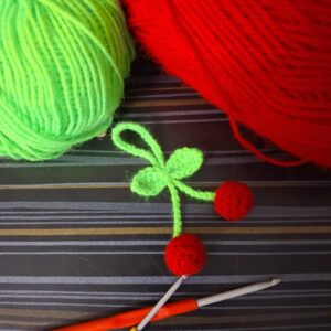 cherry crochet keychain