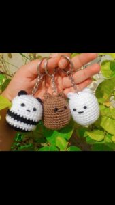 we bare bears crochet keychain 🐼🐻🐻‍❄️